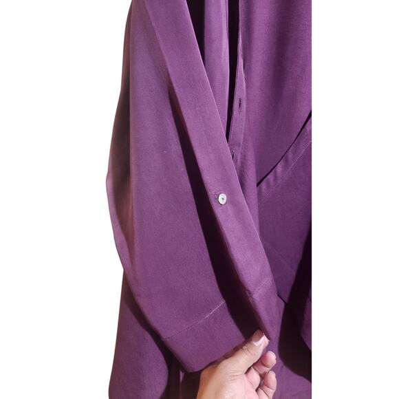 Soft Surroundings Top Womens 2X Purple Button Asymmetrical Drapey Bohemian Flowy - Picture 10 of 10